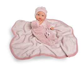 Bimba - Muñeca Bimba Lagrimitas Llorona de 37 cm con Mantita de Invierno y Sonidos, Incluye Manta y Pilas, Cuerpo de Tela, Edad 2+ Años