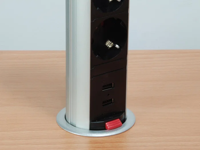 Equip 333304 Regleta de mesa pop-up con interruptor - 3 tomas AC Tipo F + 2 puertos USB, aluminio, 3500W, cable 1.8m, vertical Equip 333304 Regleta de mesa pop-up con interruptor - 3 tomas AC Tipo F + 2 puertos USB, aluminio, 3500W, cable 1.8m, vertical