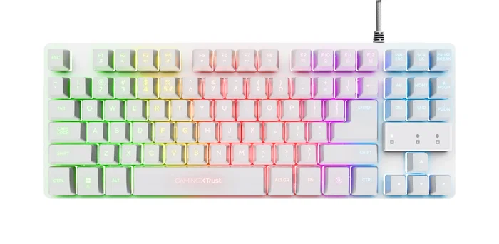 Trust GXT 833W Thado Teclado Gaming TKL Tenkeyless 87 Teclas USB Retroiluminación LED RGB Multicolor Blanco QWERTY Español