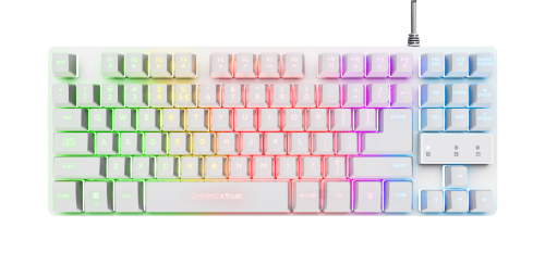 Trust Gaming Teclado Gaming GXT 833W Thado TKL Blanco con Retroiluminación LED Multicolor para PC y Consolas