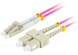 LANBERG Cable de Fibra Óptica InfiniBand FO-LUSU-MD41-0020-VT, OM4, 2 m, 2x LC a 2x SC, LC/SC Duplex, 50 µm, Rosa