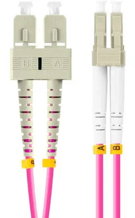 LANBERG Cable de fibra óptica OM4 2m 2x LC a 2x SC Rosa