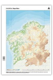 CUMIO Paquete de 50 mapas mudos físicos de Galicia