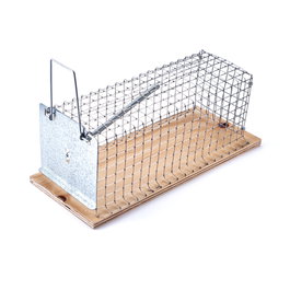 SWISSINNO Ratonera Jaula Metal Base Madera 29x12 cm