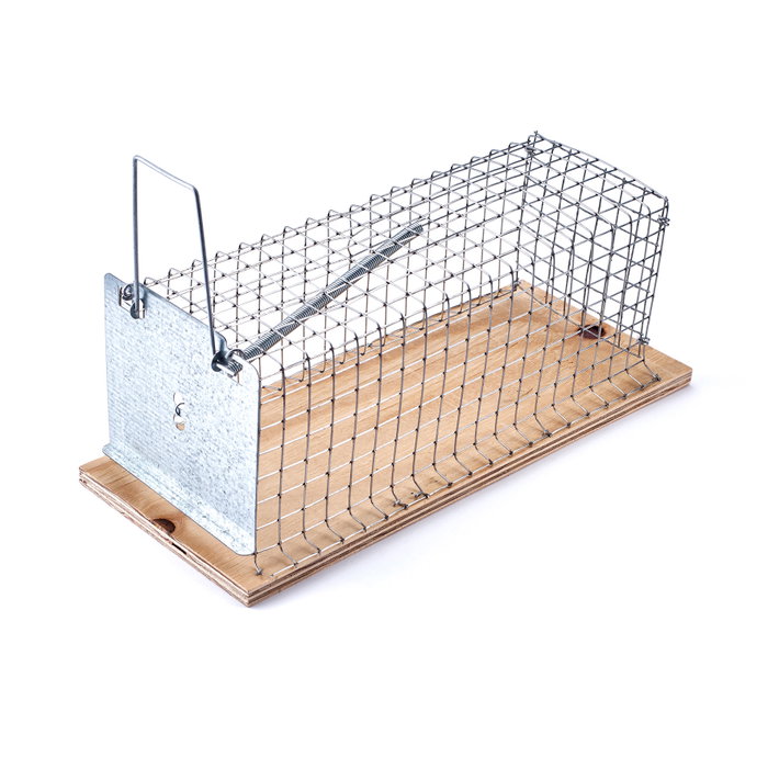 SWISSINNO Ratonera Jaula Metal Base Madera 29x12 cm SWISSINNO Ratonera Jaula Metal Base Madera 29x12 cm