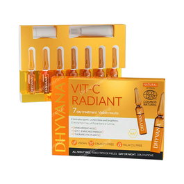 DHYVANA Vit C Radiant 7Amp. Sérum Vitamina C Eco, Ilumina y Unifica el Tono, Elimina Manchas, Certificado COSMOS NATURAL