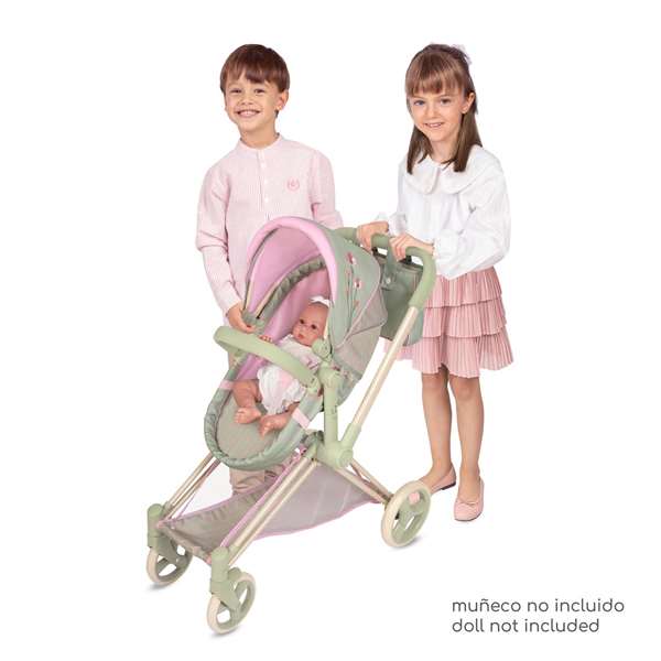 Decuevas Coche de Muñeca 3 en 1 Plegable Botanic para Muñecas de hasta 50 cm - Medidas 79x65x38 cm - Edad Recomendada 3 Años