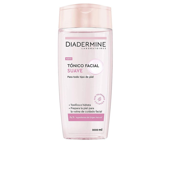 Diadermine Tónico Facial Suave 200 ml, Limpiador sin alcohol que activa la barrera dermo-lípida, hidrata y suaviza