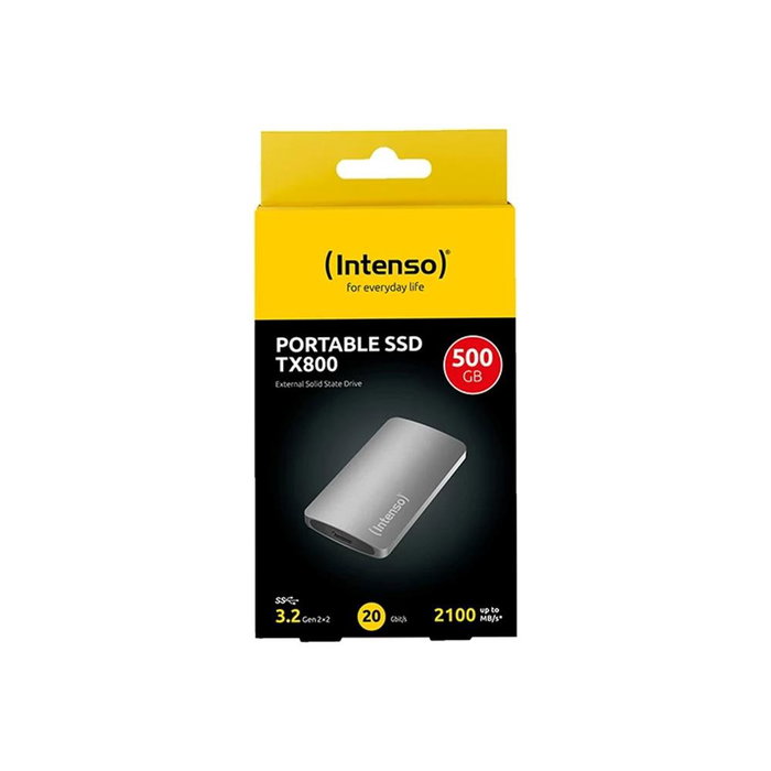 Intenso Disco Duro Externo SSD 500 GB, USB 3.2 Gen 2x2, Velocidad hasta 2100 MB/s, Resistente a Golpes, 3828450