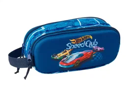 Safta Bolso Escolar Portatodo Doble con Diseño 3D Hot Wheels para Lápices y Utensilios, 80x60x210 mm