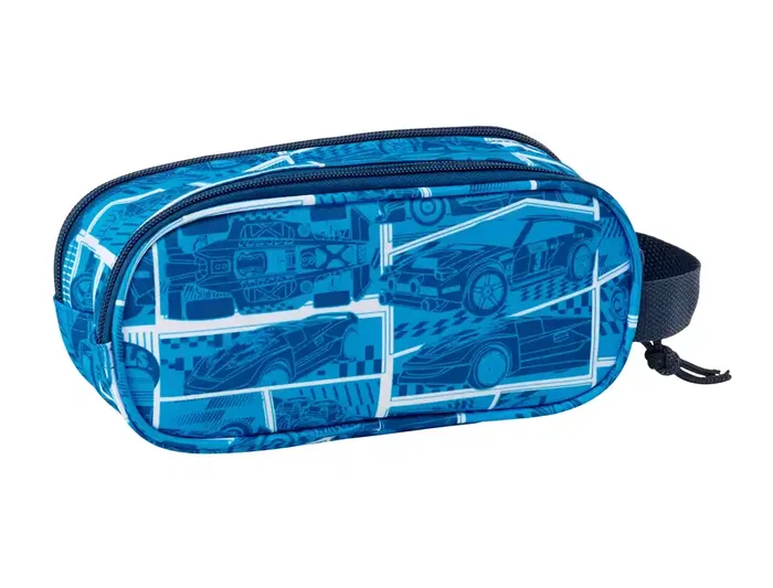Safta Bolso Escolar Portatodo Doble con Diseño 3D Hot Wheels para Lápices y Utensilios, 80x60x210 mm