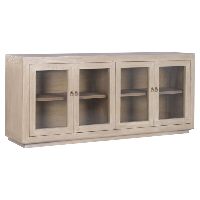 DKD Home Decor Buffet de Olmo Macizo y Cristal Natural 200x44x85 DKD Home Decor Buffet de Olmo Macizo y Cristal Natural 200x44x85