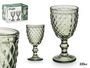 VIVALTO Copa Diamante Verde 220 ml Vidrio 8x15x8cm (Set de 24)