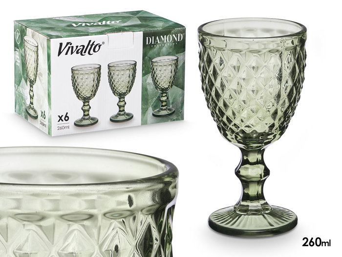 Vivalto Copa Diamante Verde 260ml (Pack de 24) Vivalto Copa Diamante Verde 260ml (Pack de 24)