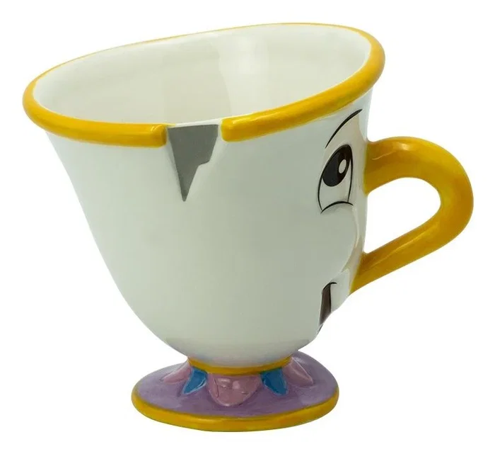 Abysse Taza 3D Disney La Bella y la Bestia Chip en relieve de colores amarillo y blanco de 250ml Abysse Taza 3D Disney La Bella y la Bestia Chip en relieve de colores amarillo y blanco de 250ml