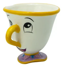 Abysse Taza 3D Disney La Bella y la Bestia Chip en relieve de colores amarillo y blanco de 250ml