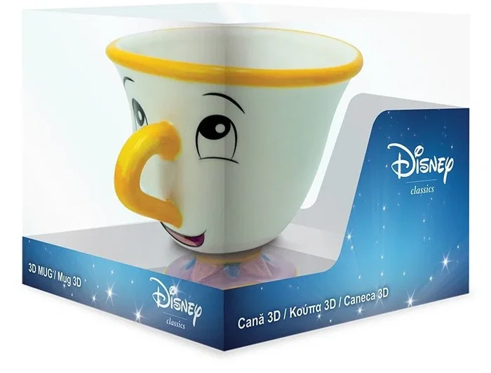 Abysse Taza 3D Disney La Bella y la Bestia Chip en relieve de colores amarillo y blanco de 250ml Abysse Taza 3D Disney La Bella y la Bestia Chip en relieve de colores amarillo y blanco de 250ml