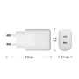 Dbramante1928 Adaptador de Corriente 20W GaN, Carga Rápida PD/PPS, 2 Puertos USB-C, Blanco, Universal para Europa - CH20EUWH7122