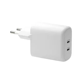 Dbramante1928 Adaptador de Corriente 20W GaN, Carga Rápida PD/PPS, 2 Puertos USB-C, Blanco, Universal para Europa - CH20EUWH7122
