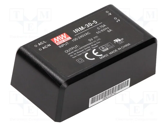 MEAN WELL IRM-30-5 Convertidor AC/DC 30W 5V 6A MEAN WELL IRM-30-5 Convertidor AC/DC 30W 5V 6A