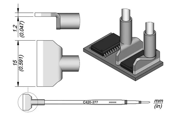 JBC TOOLS Pico tipo espátula de 15mm para pinza caliente