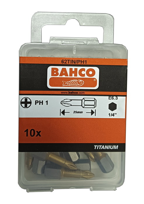 BAHCO Puntas Phillips Titanio 1/4 (Pack de 10) BAHCO Puntas Phillips Titanio 1/4 (Pack de 10)