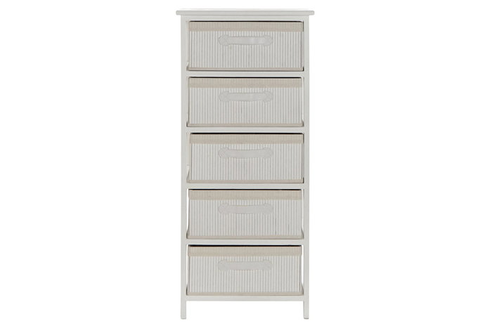 DKD Home Decor Cajonera Blanco 32 x 98 x 42 cm 5 Cajones Bambu Paulownia