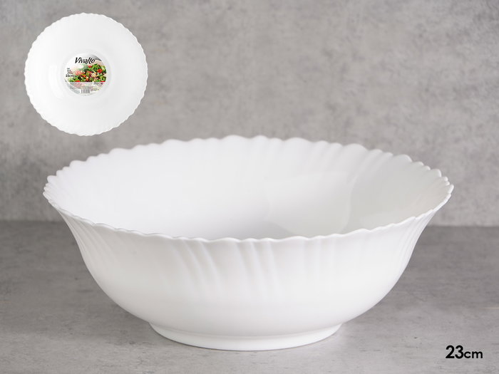 VIVALTO Bol Opal Clásico Redondo Blanco Vidrio 23 cm (Set de 24) VIVALTO Bol Opal Clásico Redondo Blanco Vidrio 23 cm (Set de 24)