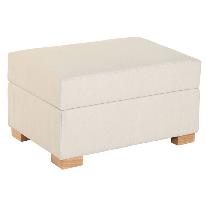 DKD Home Decor Reposapiés de Poliéster Beige con Almacenaje Interior