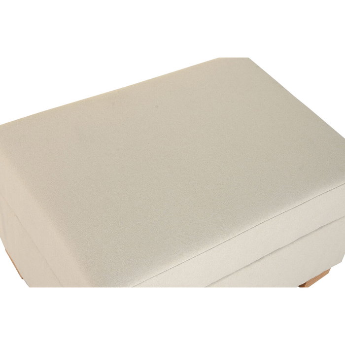 DKD Home Decor Reposapiés de Poliéster Beige con Almacenaje Interior