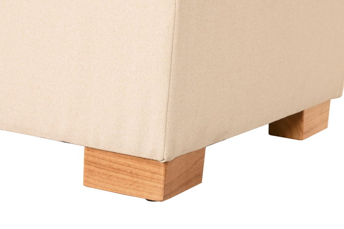 DKD Home Decor Reposapiés Beige Poliéster Madera Almacenaje Interior 70 x 50 x 40 cm