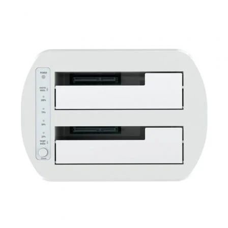 Aisens Docking Station ASDS-D02W para Discos Duros SATA 2.5 y 3.5 - Clonador de Discos sin PC, USB 3.0, Blanco, Compatible con HDD y SSD