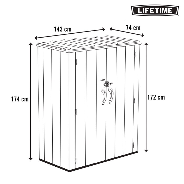 Lifetime Armario exterior vertical 1.500 L Rough Cut™ con estantes