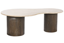 DKD Home Decor Mesa Centro Moderna Beige/Marrón Oscuro 70x120x40 cm