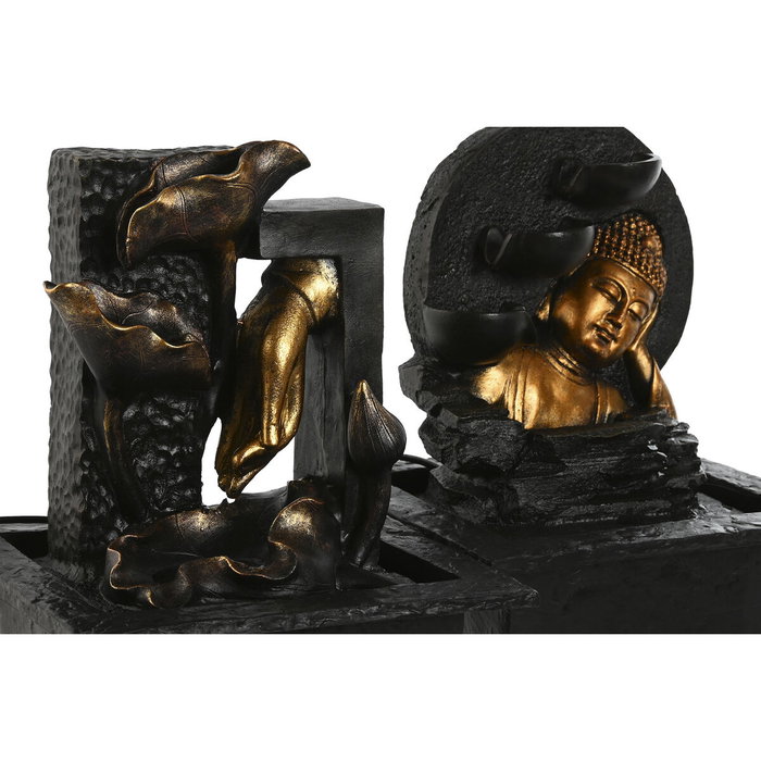 DKD Home Decor Set de 2 Fuentes de Resina Buda Gris Oscuro y Dorado DKD Home Decor Set de 2 Fuentes de Resina Buda Gris Oscuro y Dorado