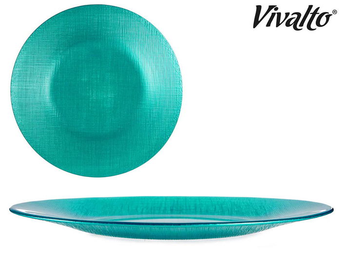 Vivalto Plato Vidrio Turquesa 27.5 cm (Set de 12)