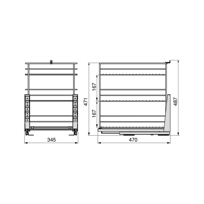 Emuca Carro extraíble Supra de fijación inferior con cierre suave, módulo 400mm, Acero, Cromado