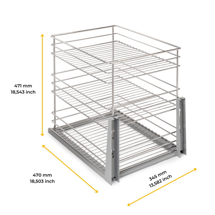 Emuca Carro extraíble Supra de fijación inferior con cierre suave, módulo 400mm, Acero, Cromado