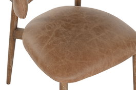 Item Home Silla Top chairs 2c24, Color Blanco Cognac, Material Fresno y Piel, Ancho 58 cm, Altura Asiento 48 cm (2 Unidades)