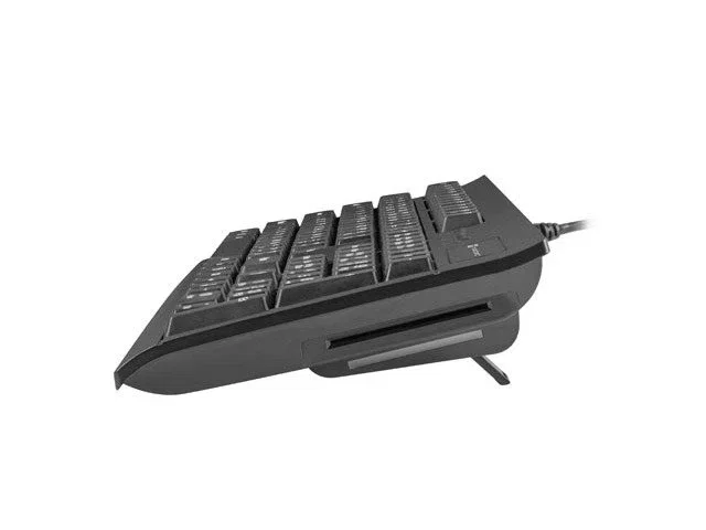 Natec Teclado Oficina USB QWERTY Español Negro NKL-2052 - Teclado Completo de Membrana con 105 Teclas y Lector de Tarjetas Inteligentes