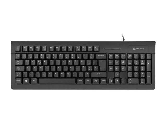 Natec Teclado Oficina USB QWERTY Español Negro NKL-2052 - Teclado Completo de Membrana con 105 Teclas y Lector de Tarjetas Inteligentes