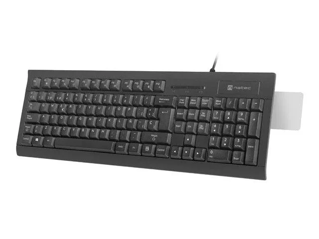 Natec Teclado Oficina USB QWERTY Español Negro NKL-2052 - Teclado Completo de Membrana con 105 Teclas y Lector de Tarjetas Inteligentes