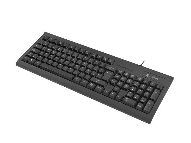 Natec Teclado Oficina USB QWERTY Español Negro NKL-2052 - Teclado Completo de Membrana con 105 Teclas y Lector de Tarjetas Inteligentes