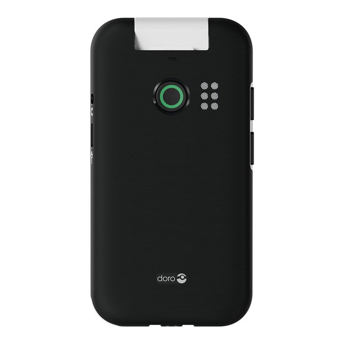 Doro Leva E30 Teléfono Móvil 4G LTE Negro Blanco, Pantalla Externa TFT 1.77", Cámara 0.3 MP, 128 MB, Batería 1150 mAh Extraíble, IP55, Concha, NanoSIM