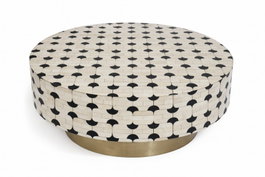 DKD Home Decor Mesa de Centro Bone 23 Bicolor y Dorado con Taracea