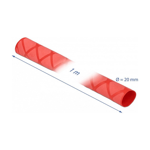 DeLOCK Tubo termorretráctil Rojo con Patrón en X Antideslizante 1 m x 20 mm