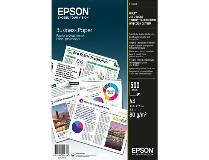 Epson Papel Business Inkjet A4 Mate Blanco 80 g/m², 500 hojas