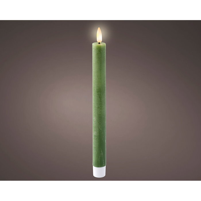 Lumineo Vela de Cera LED Verde con Acabado Rústico, Pack de 2 Unidades Lumineo Vela de Cera LED Verde con Acabado Rústico, Pack de 2 Unidades