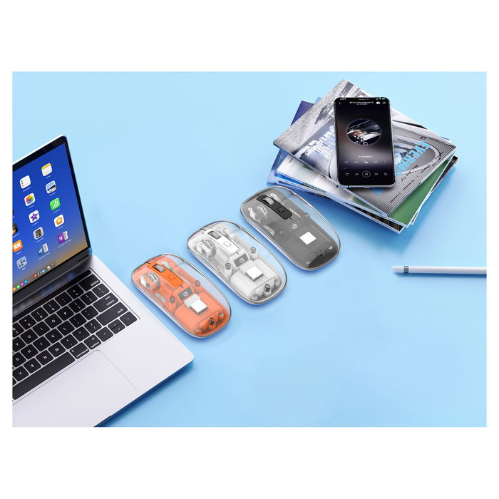 MANHATTAN 190268 Ratón Inalámbrico Óptico USB-A 4 Botones RGB LED Ambidiestro 1600 DPI Negro Transparente Recargable Batería Integrada