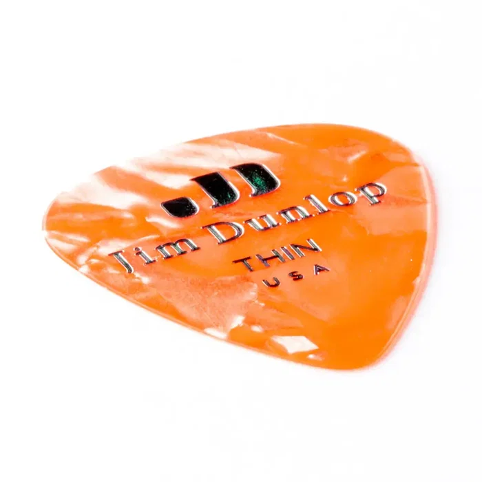DUNLOP Pack de 12 Púas Genuine Celluloid Naranja Perlado - Thin